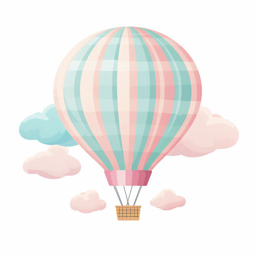 Hot air balloon clipart in Pastel Colors Art style