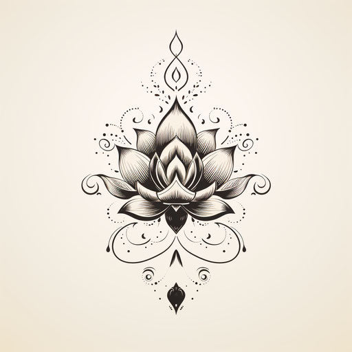 Indian lotus design for tattoos and patterns, zen style
