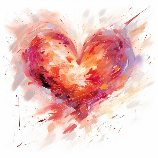 Love heart in Impressionistic Art style, on white background
