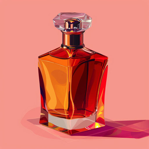 Perfume illustration with flat random background, vibrant tones