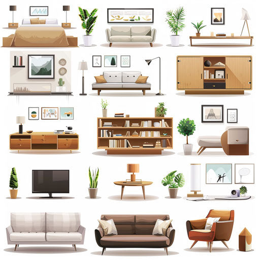 Realistic room illustration on clean white background