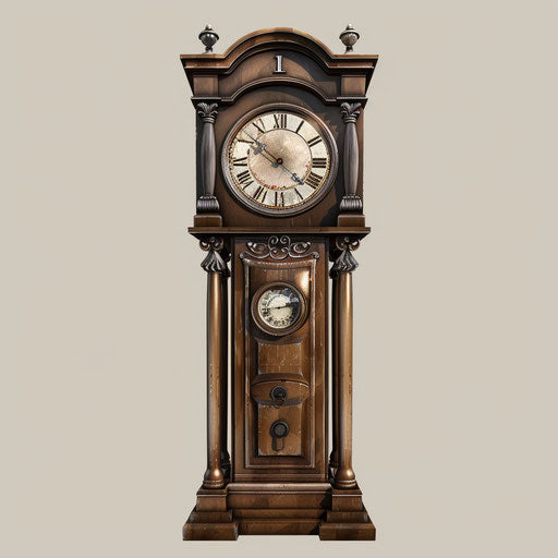 Grandfather clock with realistic clipart in photo style