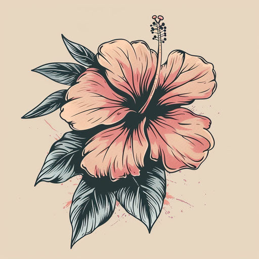 Rustic clipart style flat tattoo sketch of a Hawaiian flower