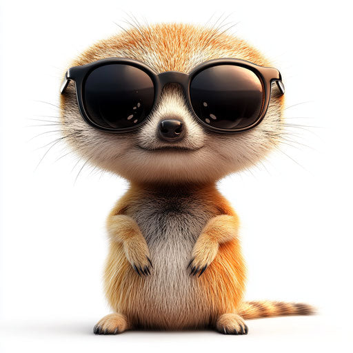3D meerkat on white background, photo realistic style