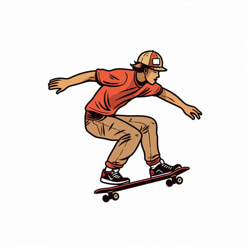 Minimalist skateboard art on white background