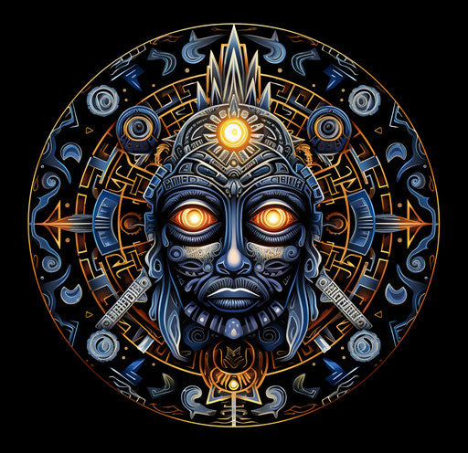 Egyptian symbol or triglyph, Mexican folklore Tonga art