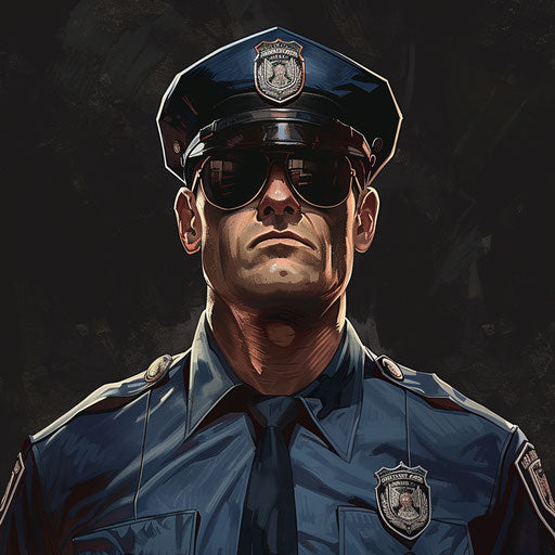 Realistic illustration of a cop on dark background
