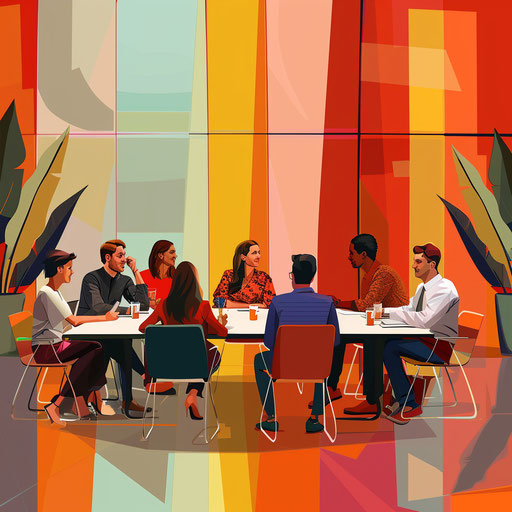 Meeting clipart with realistic style and vibrant colors