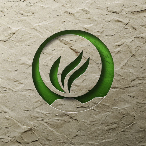 Nature-themed real estate logo, green accents on natural texture background