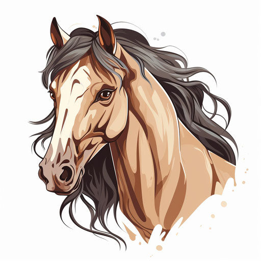 Horse head illustration in the style of Chiaroscuro Art, on white background