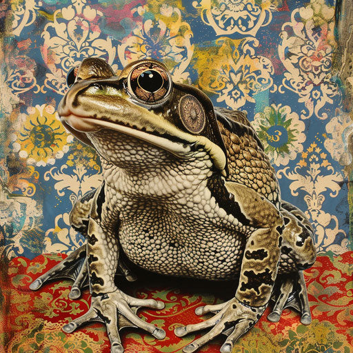 Frog blending into a pattern, challenge for the eye