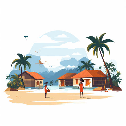 Minimalist bayanihan clipart on white background