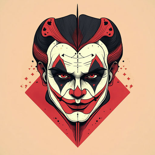 Minimalist flat clipart style Joker card tattoo