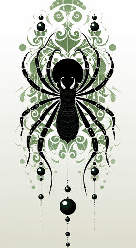Black and white spider design in rococo style
