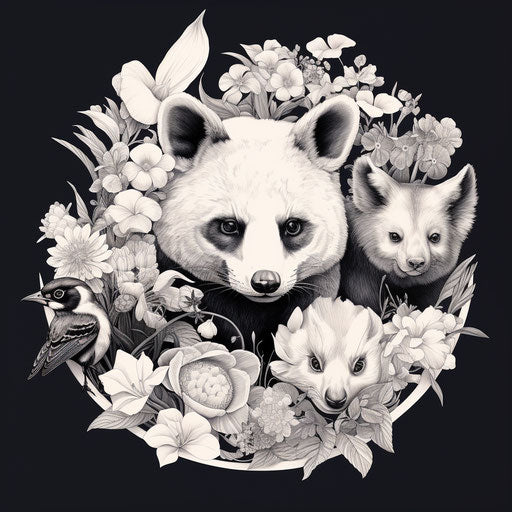 Bold black and white animal flower arrangement