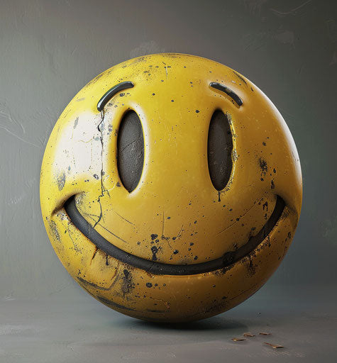 Exuberant smiley face in tachisme style