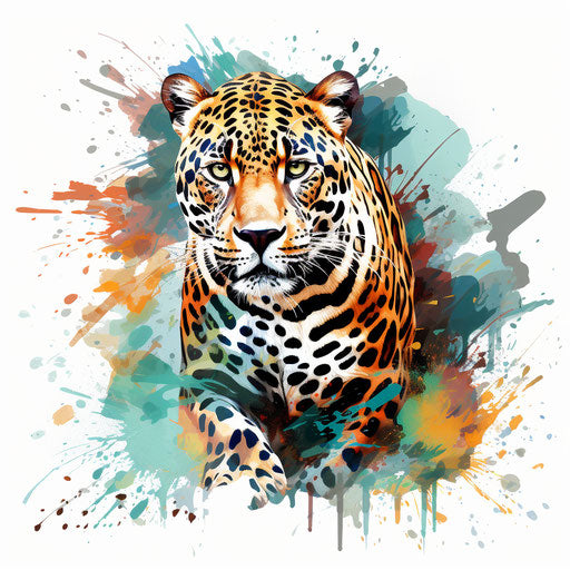 Jaguar clipart in Impressionistic Art on white background