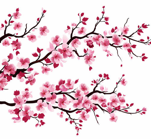 Cherry blossom in dark pink style with arabesque