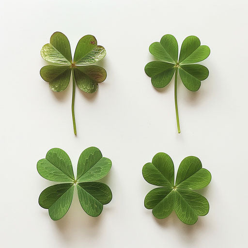 Four leaf clover clip art on white background in realistic style