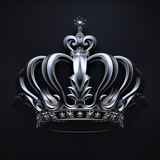 Crown logo in white and silver on dark background