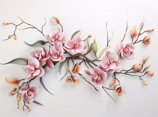 Realistic orchid plant, light magenta and amber