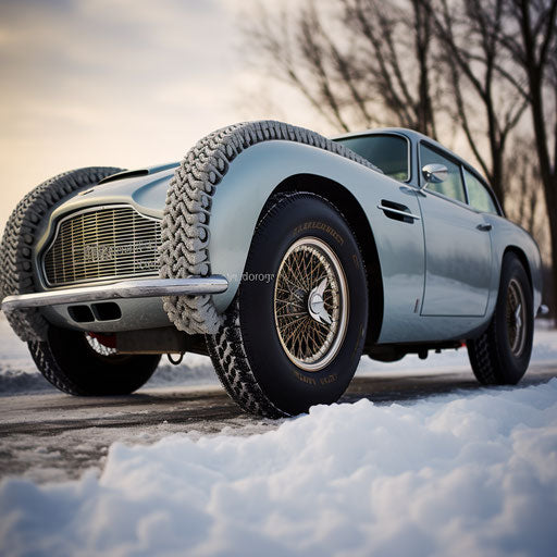 Wide tires on an Aston Martin DB5