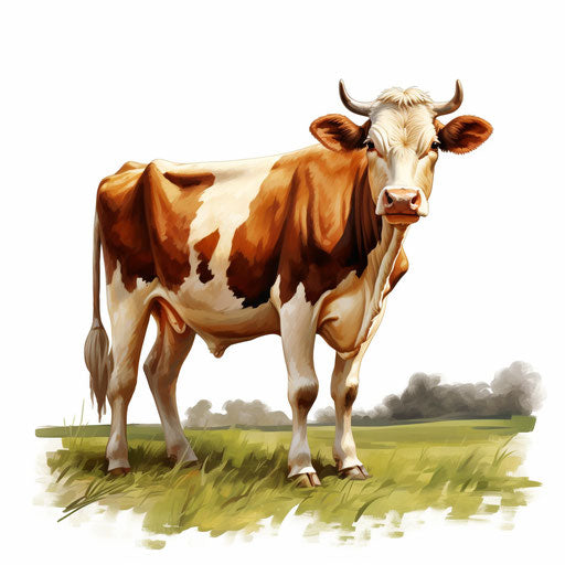 Cow cartoon in the style of Oil painting