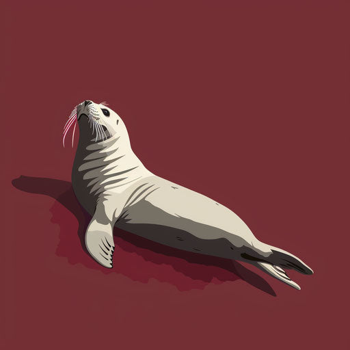 Flat deep maroon background with realistic seal clipart