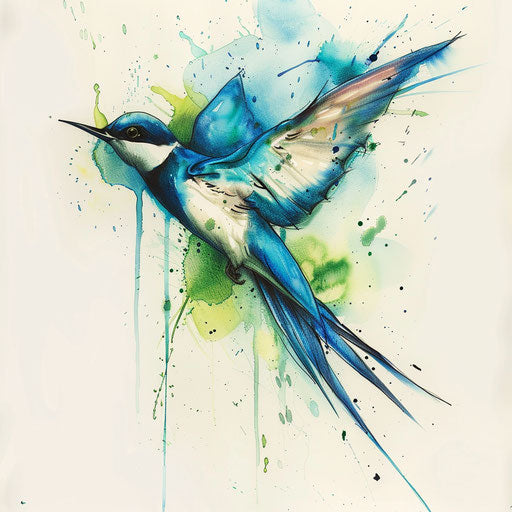 Sailor swallow tattoo design in watercolor on white canvas