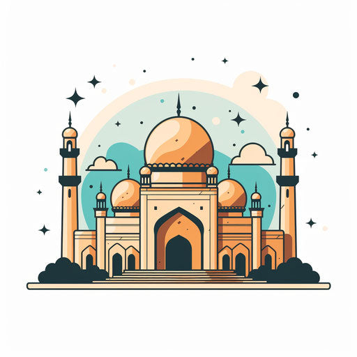 Islamic minimalist clipart on white background