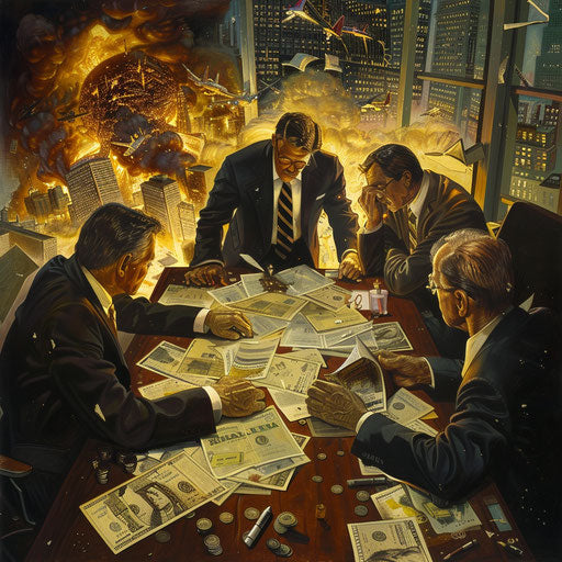 Intense financial crisis management team at work