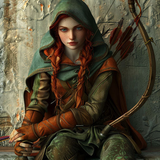 Brave clipart in photorealistic style with flat random background, metallic sheen and realistic textures