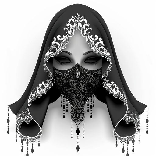 Elegant hood with black and white lace
