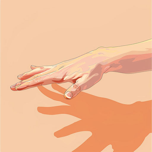 Realistic hand clipart on flat pastel peach background