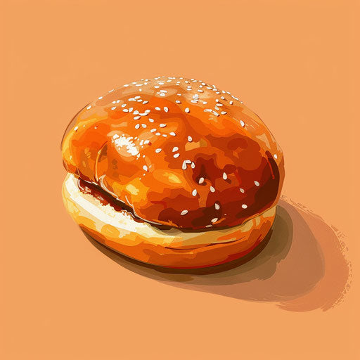 Bun clipart in photo realistic style with a flat random color background