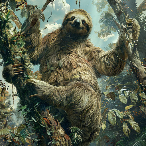 Wild giant sloth showcasing natural interactions