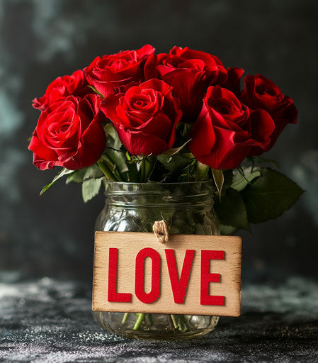 Red rose bouquet for Valentine's Day