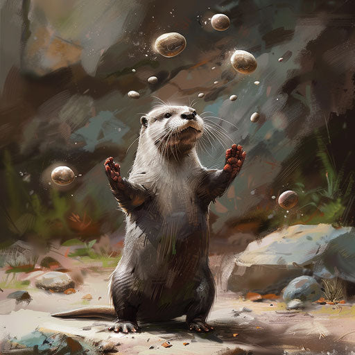 Stone juggler on an otter's belly