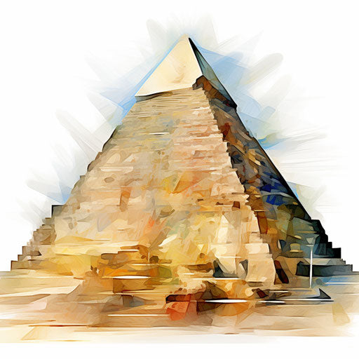 Pyramid clipart in the style of Impressionistic Art, on a white background