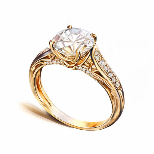 Engagement ring clipart in the style of Oil painting, on a white background