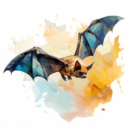 Bat clipart in the style of Impressionistic Art, on a white background