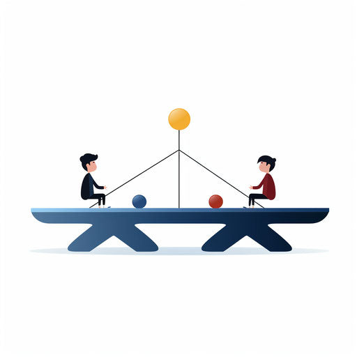 Minimalist style illustration of a seesaw, on white background