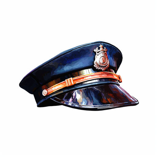 Police hat in the style of Impressionistic Art, on white background