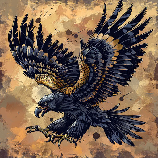 Dynamic tattoo sketch of Russian mafia eagle in flight