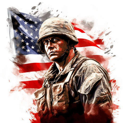 Veterans day clipart in the style of Chiaroscuro Art, on a white background