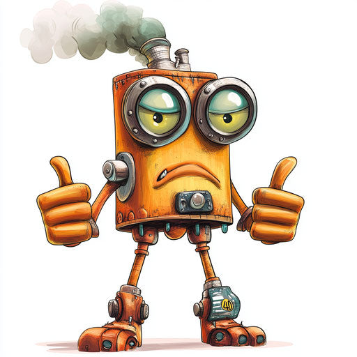 Humorous caricature of a steam clipart with human characteristics