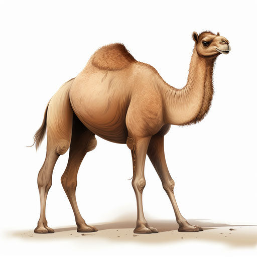 Camel illustration in the style of Chiaroscuro Art, on white background