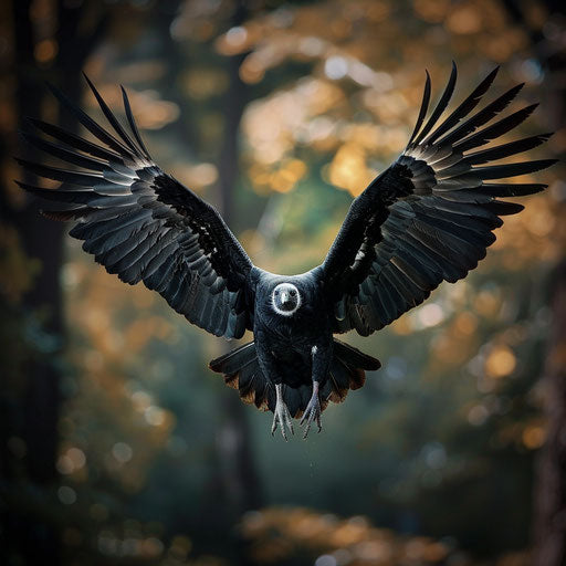 Vulture captured in mid-flight with wings spread wide