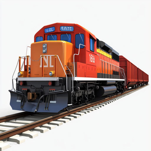 3D Freight Train on flat white background