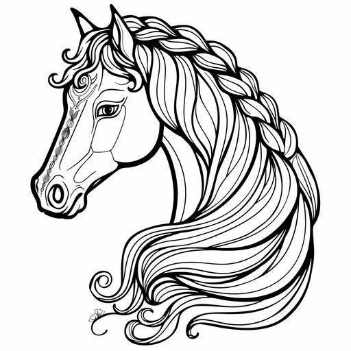 Horse with braided mane